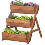 Outsunny 3 Tier Raised Garden Bed Wooden Elevated Planter Box Kit, 66l For Flower, Vegetable, Herb, 65x75x78cm, Brown