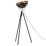 Floor Lamp Black With Gold Metal 170 Cm Tripod Base Adjustable Open Shade Industrial Design Beliani