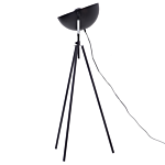 Floor Lamp Black With Gold Metal 170 Cm Tripod Base Adjustable Open Shade Industrial Design Beliani