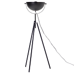 Floor Lamp Black With Gold Metal 170 Cm Tripod Base Adjustable Open Shade Industrial Design Beliani