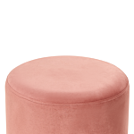 Pouffe Pink Upholstered Velvet Rattan Weave Accent Ring Glamour Stool Beliani