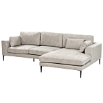 Left Hand Corner Sofa Light Grey Velvet Upholstered L-shaped Tufted Cushioned Seat With Scatter Cushions Beliani