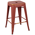 Set Of 2 Bar Stools Red With Gold Steell 60 Cm Stackable Counter Height Industrial Beliani