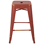 Set Of 2 Bar Stools Red With Gold Steell 60 Cm Stackable Counter Height Industrial Beliani