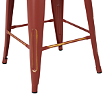 Set Of 2 Bar Stools Red With Gold Steell 60 Cm Stackable Counter Height Industrial Beliani