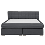 Eu King Size Divan Bed Black Fabric Upholstered 5ft3 Frame With Tufted Headboard And Mattress Beliani