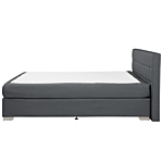 Eu King Size Divan Bed Black Fabric Upholstered 5ft3 Frame With Tufted Headboard And Mattress Beliani