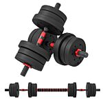 Homcom 20kg 2 In 1 Adjustable Dumbbells Weight Set, Dumbbell Hand Weight Barbell For Body Fitness, Lifting Training For Home, Office, Gym, Black