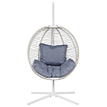 Swing Egg Chair White Rope Metal Stand Soft Sitting Cushion Boho Rustic Living Room Terrace Beliani