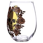 Fun Skulls & Roses Glass Tumbler Set Of 2