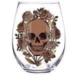 Fun Skulls & Roses Glass Tumbler Set Of 2