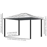 Outsunny 3 X 3.6 M Hardtop Gazebo Canopy With Polycarbonate Roof, Aluminium And Steel Frame, Nettings And Sidewalls For Garden, Patio, Khaki