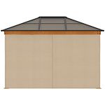 Outsunny 3 X 3.6 M Hardtop Gazebo Canopy With Polycarbonate Roof, Aluminium And Steel Frame, Nettings And Sidewalls For Garden, Patio, Khaki