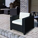 Outsunny 1 Seater Rattan Garden All-weather Wicker Weave Single Sofa Armchair With Fire Resistant Cushion - Black