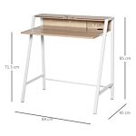 Homcom Writing Desk Computer Table Home Office Pc Laptop Workstation Storage Shelf Color White And Oak