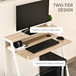 Homcom Writing Desk Computer Table Home Office Pc Laptop Workstation Storage Shelf Color White And Oak