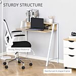 Homcom Writing Desk Computer Table Home Office Pc Laptop Workstation Storage Shelf Color White And Oak