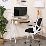 Homcom Writing Desk Computer Table Home Office Pc Laptop Workstation Storage Shelf Color White And Oak