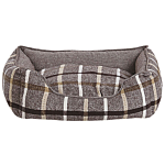 Pet Bed Dog Cat Grey Linen Square Chequered Pattern Beliani