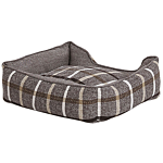 Pet Bed Dog Cat Grey Linen Square Chequered Pattern Beliani