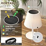 Outsunny Outdoor Solar Table Lamp, Cordless Led Desk Lamp With Rechargeable Battery, Dimming Brightness, Usb, Auto On/off