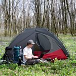 Outsunny Camping Tent, Compact 2 Man Dome Tent, Waterproof Lightweight Outdoor Tent With Double Layer Doors, Dark Grey