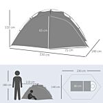 Outsunny Camping Tent, Compact 2 Man Dome Tent, Waterproof Lightweight Outdoor Tent With Double Layer Doors, Dark Grey