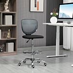 Vinsetto Drafting Chair, Swivel Office Draughtsman Chair, Mesh Standing Desk Chair With Lumbar Support, Adjustable Foot Ring, Armless, Grey