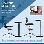 Vinsetto Drafting Chair, Swivel Office Draughtsman Chair, Mesh Standing Desk Chair With Lumbar Support, Adjustable Foot Ring, Armless, Grey