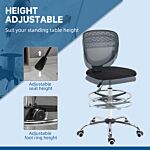 Vinsetto Drafting Chair, Swivel Office Draughtsman Chair, Mesh Standing Desk Chair With Lumbar Support, Adjustable Foot Ring, Armless, Grey