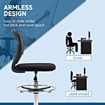 Vinsetto Drafting Chair, Swivel Office Draughtsman Chair, Mesh Standing Desk Chair With Lumbar Support, Adjustable Foot Ring, Armless, Grey