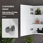 Kleankin Bathroom Mirror Cabinet With Light, Bathroom Storage Cupboard With Adjustable Shelf, Usb Charge, 90x15x70cm, White