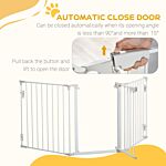 Pawhut Pet Safety Gate 3-panel Playpen Fireplace Christmas Tree Metal Fence Stair Barrier Room Divider W/walk Through Door, White