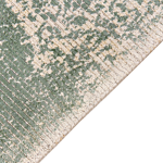 Area Rug Green And Beige Viscose With Cotton Backing With Fringes 140 X 200 Cm Style Vintage Distressed Pattern Beliani
