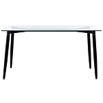 Dining Table Transparent Glass Top Black Metal Legs 150 X 90 Cm Modern Design Rectangular Beliani