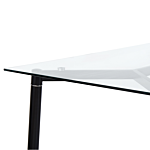 Dining Table Transparent Glass Top Black Metal Legs 150 X 90 Cm Modern Design Rectangular Beliani