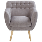 Armchair Grey Fabric Upholstery Buttoned Retro Club Chair Retro Style Beliani