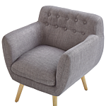 Armchair Grey Fabric Upholstery Buttoned Retro Club Chair Retro Style Beliani