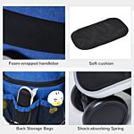 Pawhut Detachable Pet Stroller Pushchair Foldable Dog Cat Travel Carriage 2-in-1 Design Carrying Bag Dark Blue