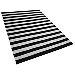 Area Rug Black White Fabric 160 X 230 Cm Indoor Outdoor Stripe Pattern Modern Beliani