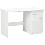 Homcom High Gloss Computer Desk With Drawers, Modern Writing Workstation With Storage Cabinet, Pc Study Table For Home, Office, Study, White