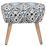 Armchair Multicolour Fabric Upholstery Footstool Wooden Legs Ikat Pattern Retro Boho Living Room Beliani