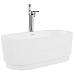 Freestanding Bath White Sanitary Acrylic Oval Single 170 X 80 Cm Modern Design Minimalist Beliani