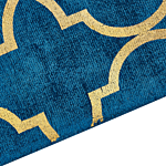 Rug Blue With Gold Quatrefoil Pattern Viscose With Cotton 140 X 200 Cm Style Modern Glam Beliani
