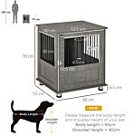 Pawhut Dog Crate Furniture, Wooden End Table, Small Pet Kennel With Magnetic Door Indoor Crate Animal Cage, Grey