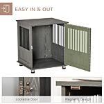 Pawhut Dog Crate Furniture, Wooden End Table, Small Pet Kennel With Magnetic Door Indoor Crate Animal Cage, Grey