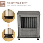 Pawhut Dog Crate Furniture, Wooden End Table, Small Pet Kennel With Magnetic Door Indoor Crate Animal Cage, Grey