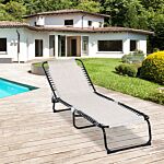 Outsunny Folding Chaise Lounge Chair Reclining Garden Sun Lounger With 4-position Adjustable Backrest For Patio, Deck, And Poolside, Cream White