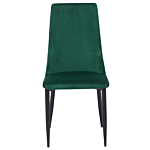 Set Of 2 Dining Chairs Green Velvet Upholstered Seat High Back Beliani