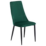 Set Of 2 Dining Chairs Green Velvet Upholstered Seat High Back Beliani